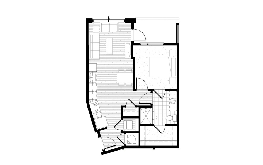 A3 - 1 bedroom floorplan layout with 1 bath and 637 square feet. A3 - 1 bedroom floorplan layout with 1 bath and 637 square feet.